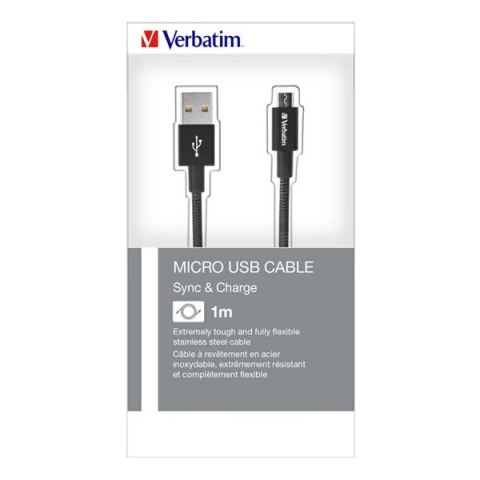 Verbatim USB kabel (2.0), USB A M - microUSB (M), 1m, reversible, czarny, box, 48863, EOL