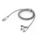 Verbatim USB kabel (2.0), USB A M - microUSB (M) + Apple Lightning (M), 1m, srebrny, box, 48869, 2 w 1 - regulowane złącze Light