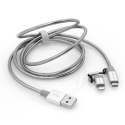 Verbatim USB kabel (2.0), USB A M - microUSB (M) + Apple Lightning (M), 1m, srebrny, box, 48869, 2 w 1 - regulowane złącze Light