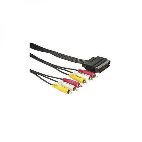 Video Kabel SCART M - 6x CINCH M, 5m, czarny, EOL