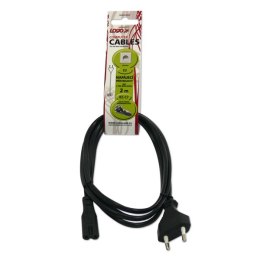 Kabel sieciowy 230V zasilacz, CEE7/16 (euro radiowy) - C7, 2m, VDE approved, czarny, Logo, 2-pinowe złącze