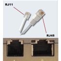 Kabel telefoniczny 4-żyłowy, RJ11 M - RJ45 M, 10 m, płaski, czarny, do ADSL modem economy