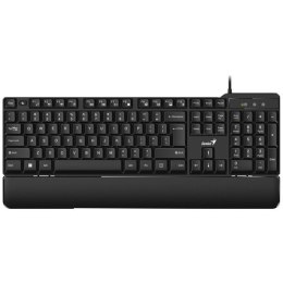 Genius KB-100XP, klawiatura CZ/SK, klasyczna, wodoodporna rodzaj przewodowa (USB), czarna, ergo podkładka pod nadgarstki, EOL