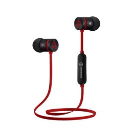 Powerton W2, słuchawki bluetooth, bezprzewodowaczarno-czerwona, sportowe, z magnetycznym uchwytem typ bluetooth