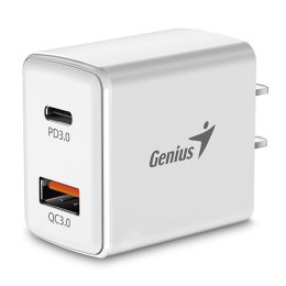 Genius Zasilacz / sieciowy adapter 20W, 2-portowy, USB-C, USB-A, PD-20AC