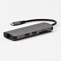 USB 3.1 Type-C Stacja dokująca szara, All New, HDMI, RJ45, microSD, USB C (PD), 2x USB3.0