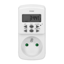 Gniazdo z elektronicznym timerem 230V, 50Hz, max. 1800W, biała, Virone, timer, 10 programów, 2P+Z