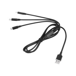 Kabel USB 3w1 microUSB, USB typu C, Lightning 100 cm