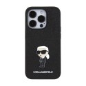 Karl Lagerfeld Fixed Glitter Ikonik Logo Metal Pin - Etui iPhone 15 Pro Max (czarny)