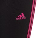 Legginsy dla dzieci adidas Essentials 3-Stripes Cotton Tights czarno-różowe IC3627