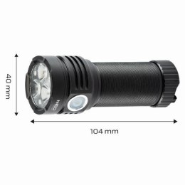 Latarka LED akumulatorowa, 1x4000 mAh, aluminium, czarna, Funkcja zoom, 3 rodzaje świecenia, IPX4, USB