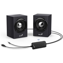 Genius głośniki SP-HF385BT, 2.0, 4W, czarne, regulacja głośności, BT, drewniane, 3,5 mm jack/ bluetooth, 150Hz-20kHz