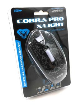 COBRA PRO X-LIGHT - Podświetlana myszka dla graczy, 1200cpi, automatycznie zmienne podświetlenie, 3 przyciski i rolka przewijani