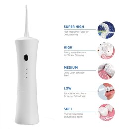 DENTAL FLOSSJET MT6528 - Irygator dentystyczny, 3 tryby płukania, zbiornik 150ml, ciśnienie wody do 110psi, akumulator li-ion