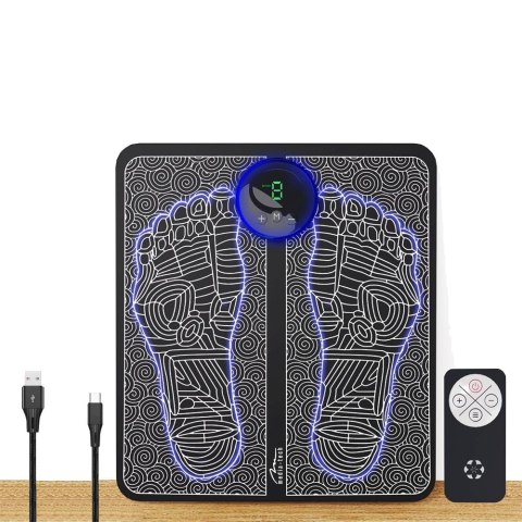 EMS FOOT MASSAGER - Mata do masażu stóp. Elektrostymulacja EMS, 8 trybów masażu, 19 poziomy intensywności, wyświetlaczem LED, pi EMS FOOT MASSAGER - Mata do masażu stóp. Elektrostymulacja EMS, 8 trybów masażu, 19 poziomy intensywności, wyświetlaczem LED, pi