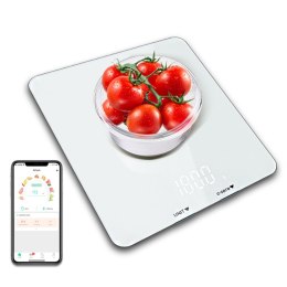 SMART DIET SCALE - Inteligentna waga kuchenna z aplikacją dietetyczną, iOS 8.0 oraz Android 4.4 i nowszymi. Hartowane szkło. wyś