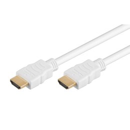 Video Kabel HDMI M - HDMI M, HDMI 2.0 - High Speed with Ethernet, 0.5m, pozłacane złącza, biały