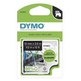 Dymo oryginalny taśma do drukarek etykiet, Dymo, 16957, S0718040, czarny druk/biały podkład, 3.5m, 12mm, D1 specjalna - elastycz