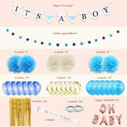 Zestaw balonów i rekwizytów na Baby Shower- 