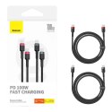 Kabel Baseus Cafule USB-C do USB-C 100W,1m, 2szt (czerwono-czarny, szaro-czarny)