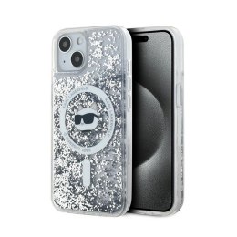 Karl Lagerfeld Liquid Glitter Choupette Head MagSafe - Etui iPhone 15 Plus / 14 Plus (przezroczysty)