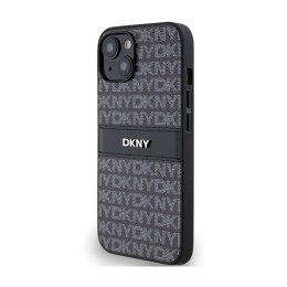 DKNY Leather Mono Stripe & Metal Logo - Etui iPhone 15 / 14 / 13 (czarny)