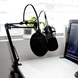 STUDIO&STREAMING MICROPHONE - Profesjonalny zestaw mikrofonu (czarna siatka) pojemnościowego do streamingu i nagrań studyjnych