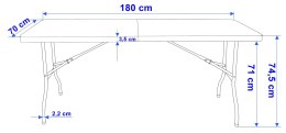 Stół cateringowy BALI WHITE składany w walizkę 180 cm biały