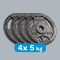 Zestaw obciążeń żeliwnych 4x5kg, otwór 31mm, talerz z uchwytami, REBEL ACTIVE