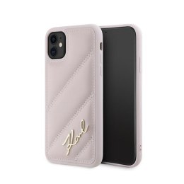 Karl Lagerfeld Diagonal Quilted Script - Etui iPhone 11 (różowy)