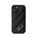 Karl Lagerfeld Diagonal Quilted Script - Etui iPhone 15 / 14 / 13 (czarny)