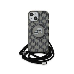 Karl Lagerfeld IML Crossbody Monogram Karl & Choupette Head MagSafe - Etui iPhone 15 / 14 / 13 (czarny)