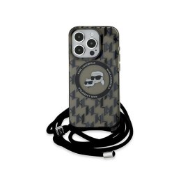 Karl Lagerfeld IML Crossbody Monogram Karl & Choupette Head MagSafe - Etui iPhone 15 Pro Max (czarny)