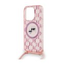 Karl Lagerfeld IML Crossbody Monogram Karl & Choupette Head MagSafe - Etui iPhone 15 Pro (różowy)