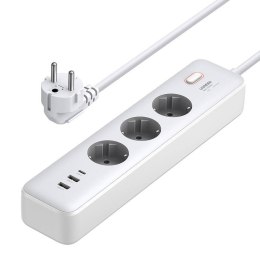 Listwa zasilająca Ugreen CD286 3x AC, 2x USB, USB-C, 30W, 2m (biała)