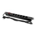 Qoltec Listwa zasilająca PDU antyprzeciążeniowa do RACK 19" | 1U | 16A | 6xSCHUKO | 2m