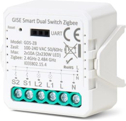 GISE Smart Podwójny moduł przekaźnikowy (bez N) Zigbee | Tuya | GDS-ZB-NN