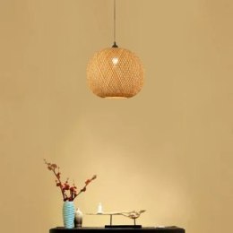 Bambusowa lampa wisząca w kształcie kuli - 40 cm (naturalny kolor)