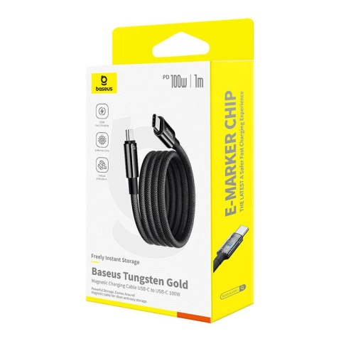 Kabel USB Baseus Tungsten Gold USB-C do USB-C 100W 1m (czarny) Kabel USB Baseus Tungsten Gold USB-C do USB-C 100W 1m (czarny)