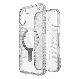 Speck Presidio Perfect-Clear Grip ClickLock & MagSafe - Etui iPhone 16 Plus (Clear / Chrome Finish / Serene Silver)