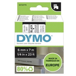 Dymo oryginalny taśma do drukarek etykiet, Dymo, 43610, S0720770, czarny druk/przezroczysty podkład, 7m, 6mm, D1