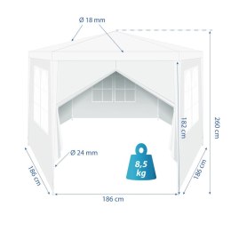 Pawilon Namiot Ogrodowy Sześciokątny Biały SASKA GARDEN 200 x 200 x 260 cm