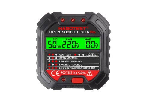 Tester gniazd z wyświetlaczem cyfrowym Habotest HT107D Tester gniazd z wyświetlaczem cyfrowym Habotest HT107D
