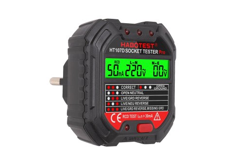 Tester gniazd z wyświetlaczem cyfrowym Habotest HT107D Tester gniazd z wyświetlaczem cyfrowym Habotest HT107D