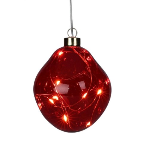 BOMBKA FORMÓWKA SZKLANA KROPLA LED 10CM RED