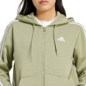 Bluza damska adidas Essentials 3-Stripes Full-Zip Fleece Hoodie oliwkowa JP2352