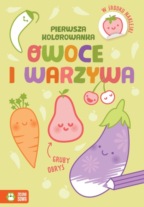 Pierwsza kolorowanka. Gruby obrys. Owoce i warzywa