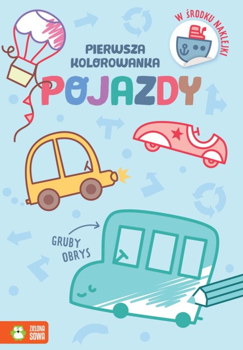 Pierwsza kolorowanka. Gruby obrys. Pojazdy