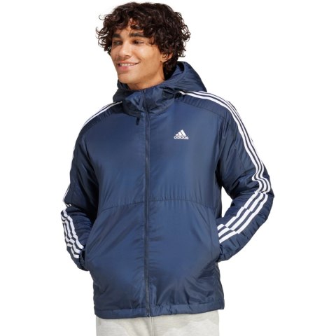 Kurtka męska adidas Essentials 3-Stripes Insulated Hooded granatowa IS1278