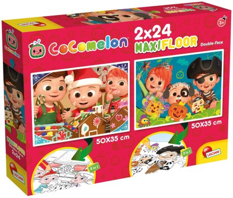 COCOMELON DWUSTRONNE PUZZLE PODŁOGOWE 2X24 ELDZIEŃ ZACZYNA SIĘ OD PIOSENKI